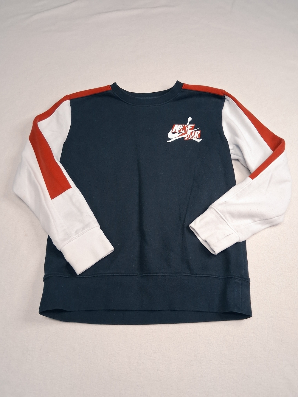 Nike Navy, White & Red Colorblock Crewneck Sweatshirt